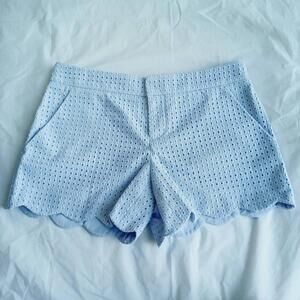 Club Monaco Eyelet Scalloped Hem‎ Shorts 00  Women’s Baby Blue